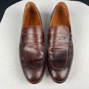 Donald J. Pliner Men's Size 10 M ZAN-D9 Leather Slip On Loafer Brown Shoes